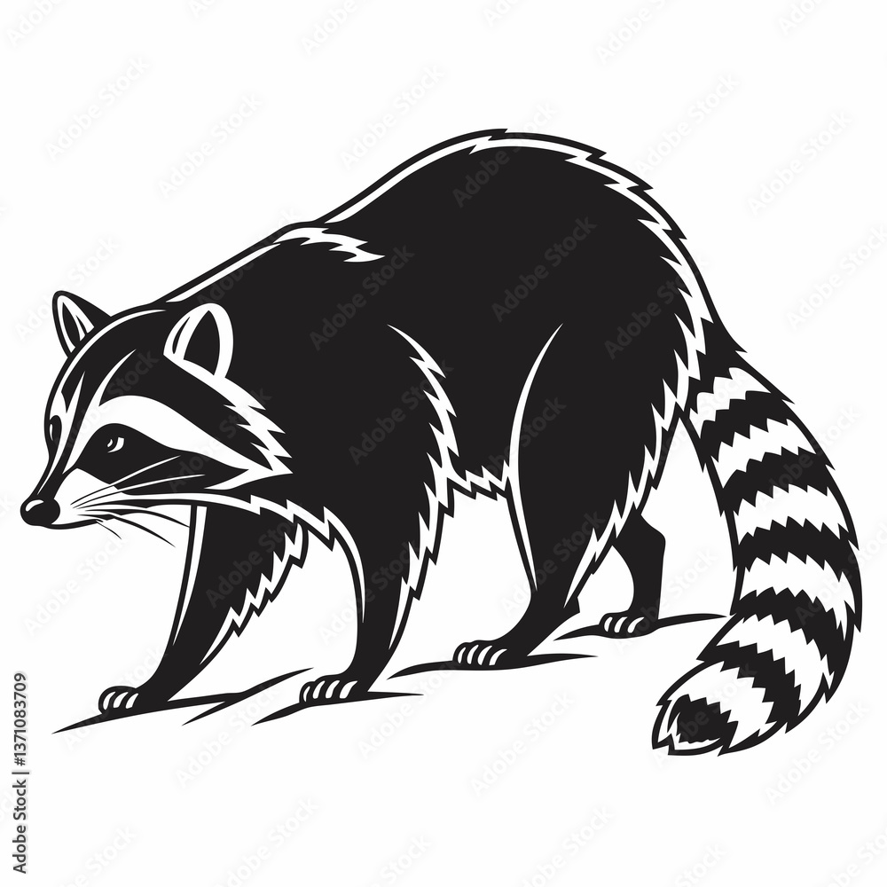 Obraz premium Raccoon black silhouette icon vector