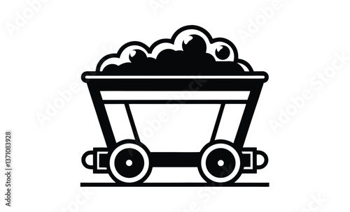 Mine coal wagon icon silhouette, Mine coal wagon icon, Simple illustration of mine coal wagon vector icon for web design isolated on white background 