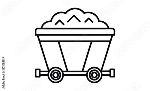 Mine coal wagon icon silhouette, Mine coal wagon icon, Simple illustration of mine coal wagon vector icon for web design isolated on white background 