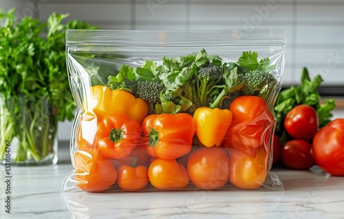 Fresh Vegetables Neatly Packed for Meal Preparation in a Modern Kitchen