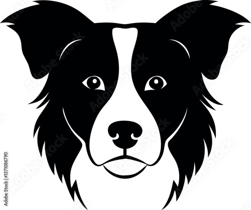 Vector illustration of a cute and funny dog head