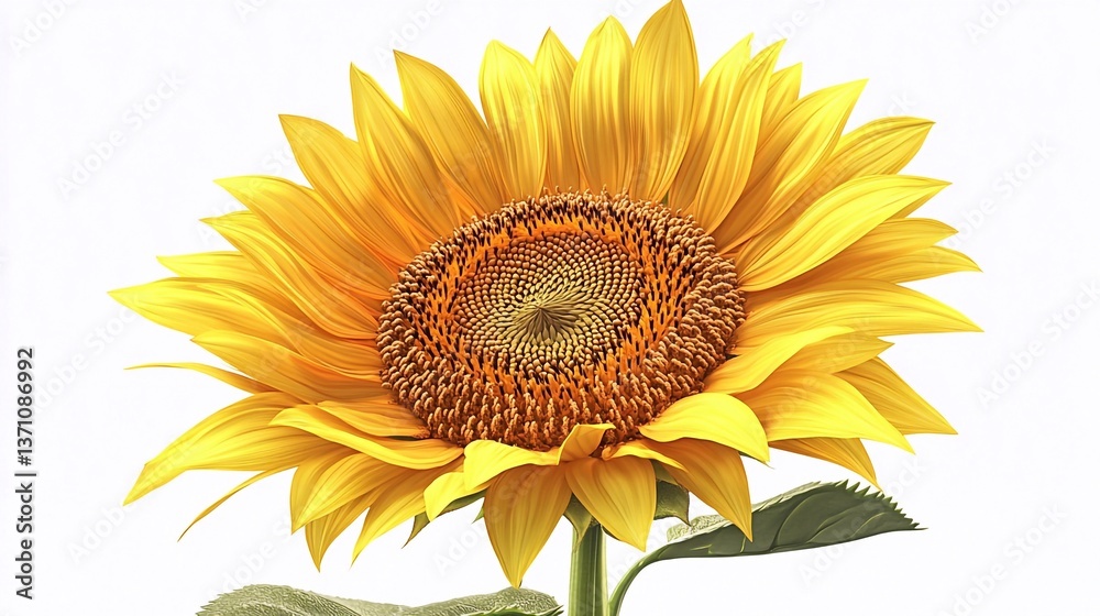 Fototapeta premium Bright yellow sunflower standing tall under natural light in a serene setting
