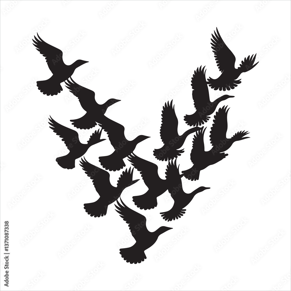 Fototapeta premium Printable flyingbird black silhouette 