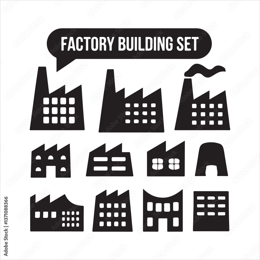 Obraz premium Factory Building black silhouette 