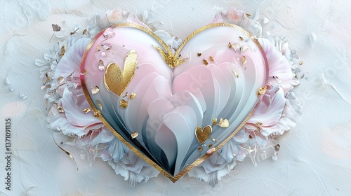 A classic luxury heart Beautiful heart artwork with golden accents romantic setting digital art elegant design soft colors love concept