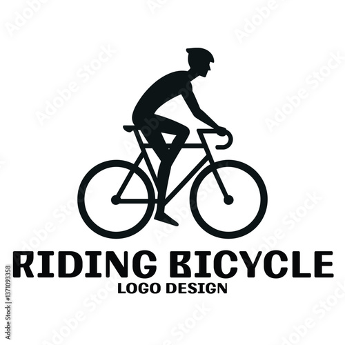 Riding Bicycle Vector Logo Design