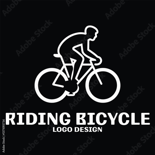 Riding Bicycle Vector Logo Design