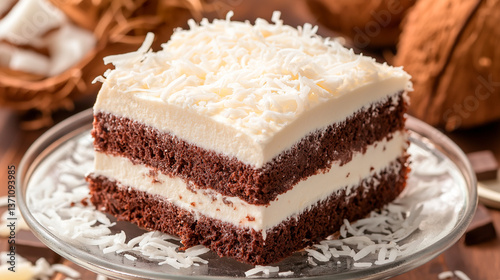 Obraz na płótnie homemade coconut cake with coconut and coconut flakes w salonie