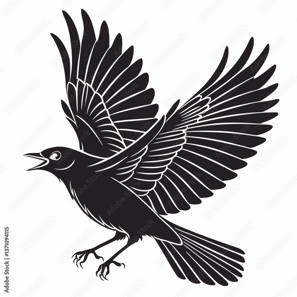 Obraz premium Robin black silhouette icon vector