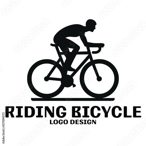 Riding Bicycle Vector Logo Design