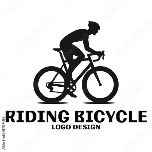 Riding Bicycle Vector Logo Design