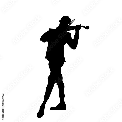 Young man playing violin vector silhouette isolated on white background. Classic music performer concert. Musician artist amusement public. virtuoso on the violin. Boy plays the girl under the window
