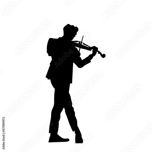 Young man playing violin vector silhouette isolated on white background. Classic music performer concert. Musician artist amusement public. virtuoso on the violin. Boy plays the girl under the window