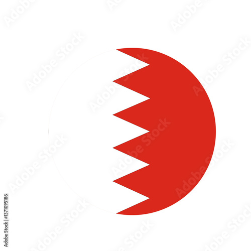 Bahrain Round Country Flag. Circular Bahraini National Flag. Kingdom of Bahrain Circle Shape Button Banner. EPS Vector Illustration.