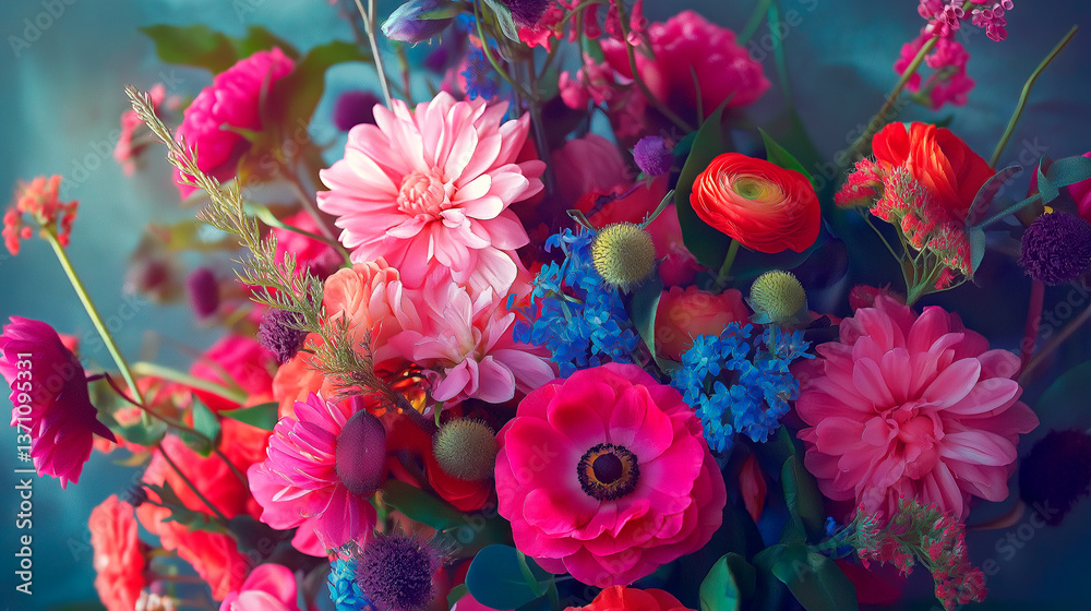 colorful flowers and other flowers in a flower shop