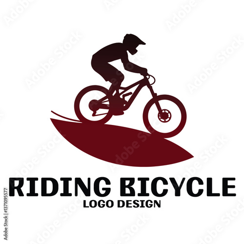Riding Bicycle Vector Logo Design