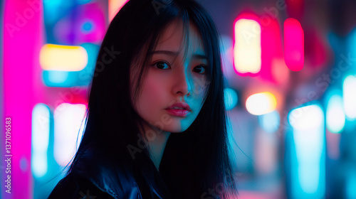 Obraz na płótnie beautiful young woman with red lips in a japanese kimono w salonie