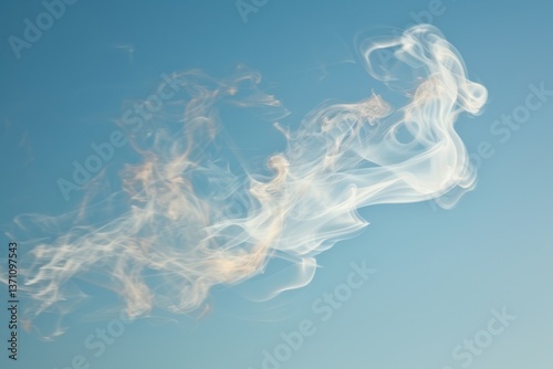 Wallpaper Mural Wispy white smoke curls upward into a bright blue sky, Wisps of smoke curling up into the sky Torontodigital.ca