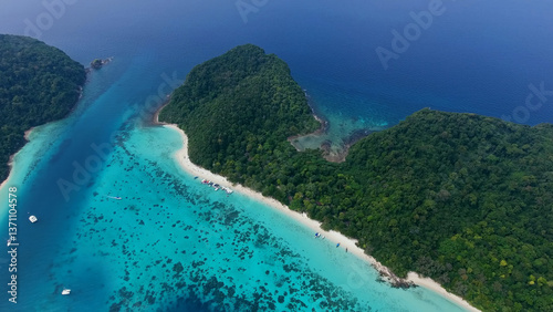 Beach, corals and sea on tropical in Thailand
