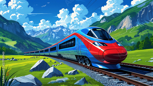 Scenic High-Speed Train Journey Through the Alps
