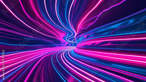 Vibrant Neon Tunnel with Dynamic Lines