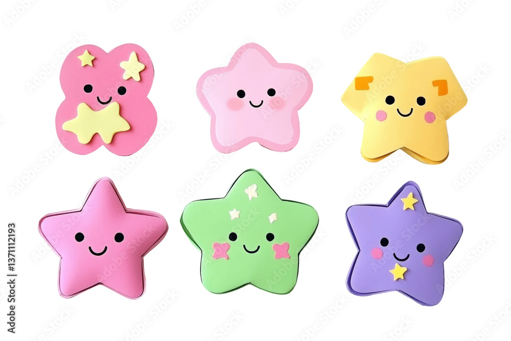 Cute and Colorful Cartoon Star Characters with Smiling Faces and Cheerful Expressions for Fun and Playful Designs Ideal for Children's Themes Cute and Colorful Cartoon Star Characters with Smiling Faces and Cheerful Expressions for Fun and Playful Designs Ideal for Children's Themes
