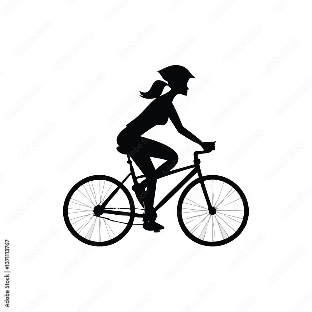 Obraz premium silhouette of a woman riding a bicycle