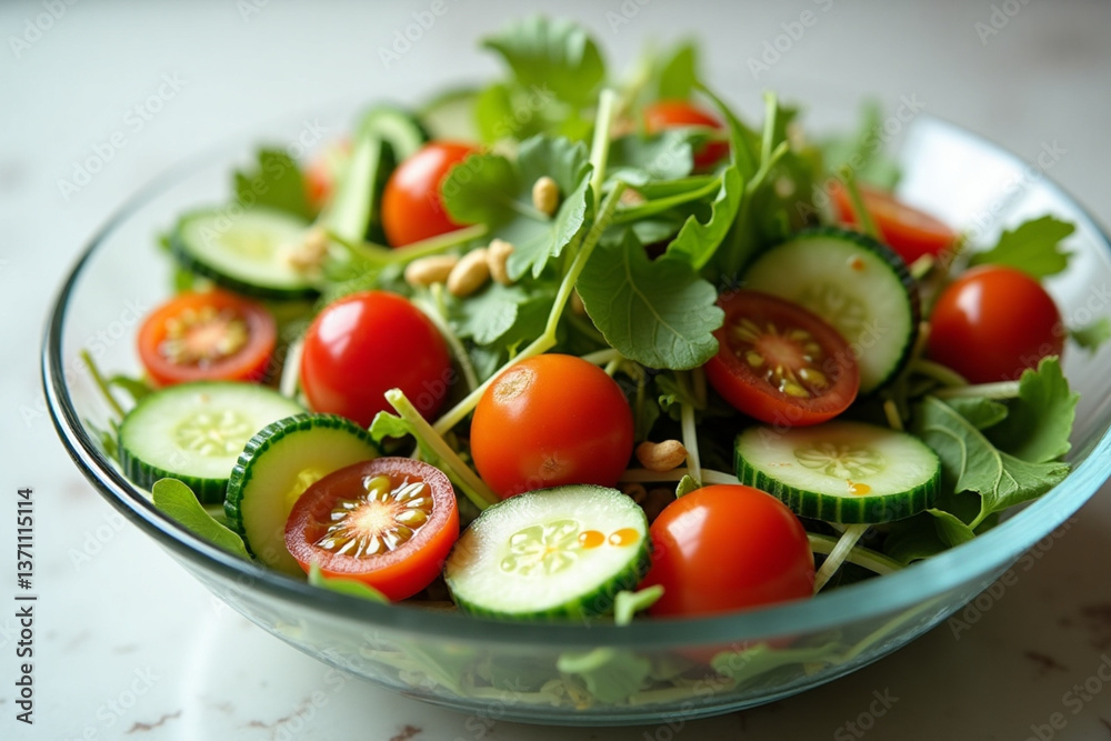 Vibrant Fresh Salad with Colorful Vegetables and Dressing Perfect for Health and Wellness Marketing Vibrant Fresh Salad with Colorful Vegetables and Dressing Perfect for Health and Wellness Marketing