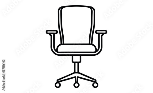 Office chair isolated  silhouette, Office chair isolated on white background, Silhouette office chair design 