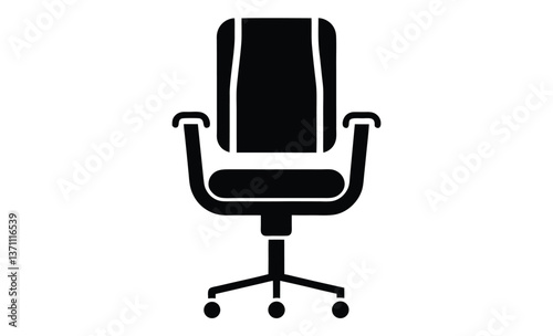 Office chair isolated  silhouette, Office chair isolated on white background, Silhouette office chair design 