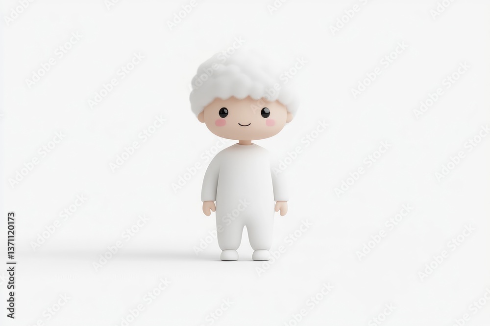 Fototapeta premium Cute, white cartoon child