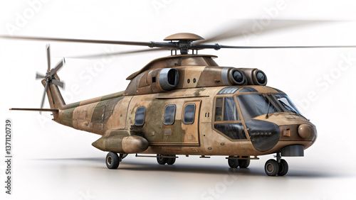 Highly Detailed Military Helicopter with Desert Camouflage photo