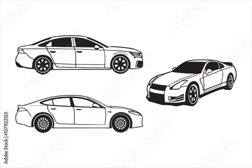modern car abstract silhouette on white background