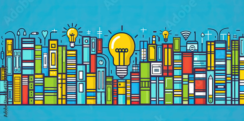 A light bulb illuminating on a simple background, representing fresh ideas and the back-to-school theme