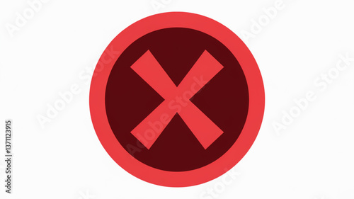 Bold red cancel icon with dark center and thick border representing error or rejection symbol