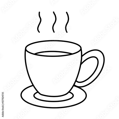 A black and white outline of a cup, possibly containing coffee or tea, symbolizing relaxation and refreshment.