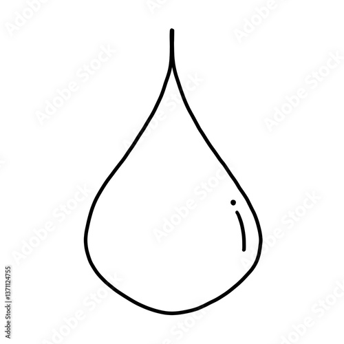 A black and white abstract line drawing representing the fluid shape of water, symbolizing movement and nature.