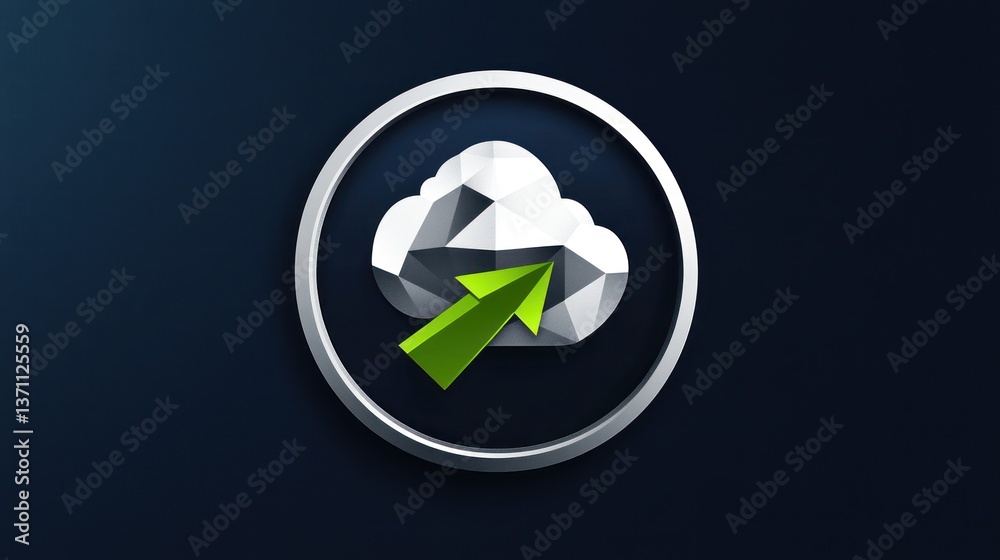 Cloud Upload Icon with Green Arrow Modern Design for Technology and Data Transfer Concepts Cloud Upload Icon with Green Arrow Modern Design for Technology and Data Transfer Concepts