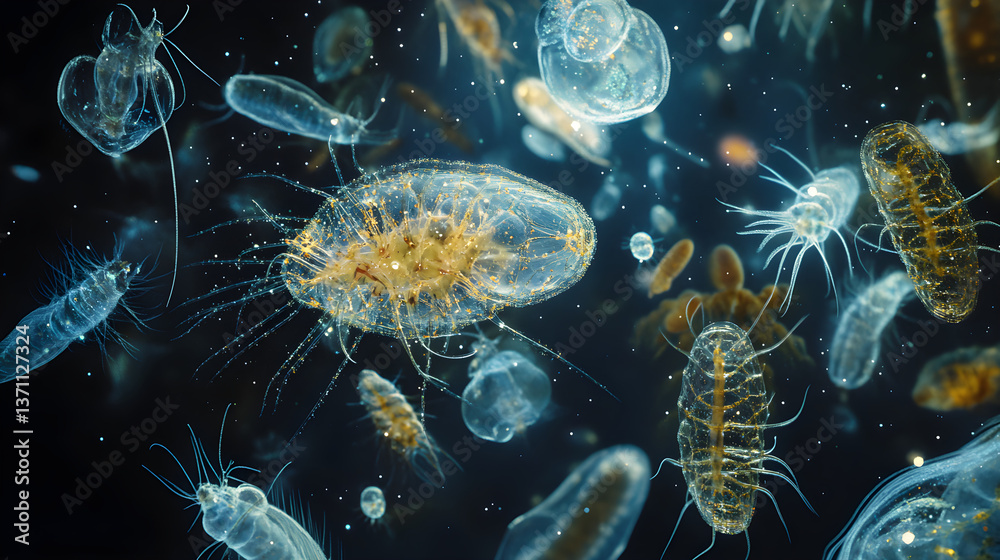 Fototapeta premium Biodiversity of Marine Zooplankton: The Vital Microscopic Drifters in Aquatic Ecosystems
