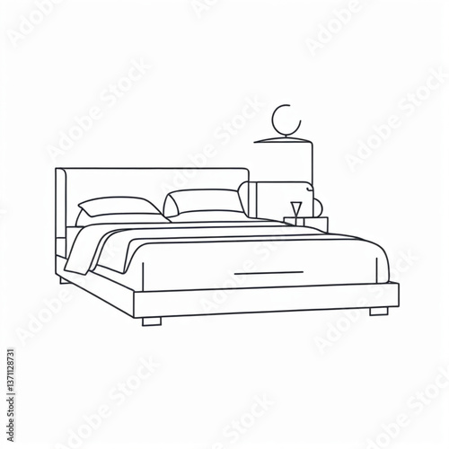 Double bed vector icon