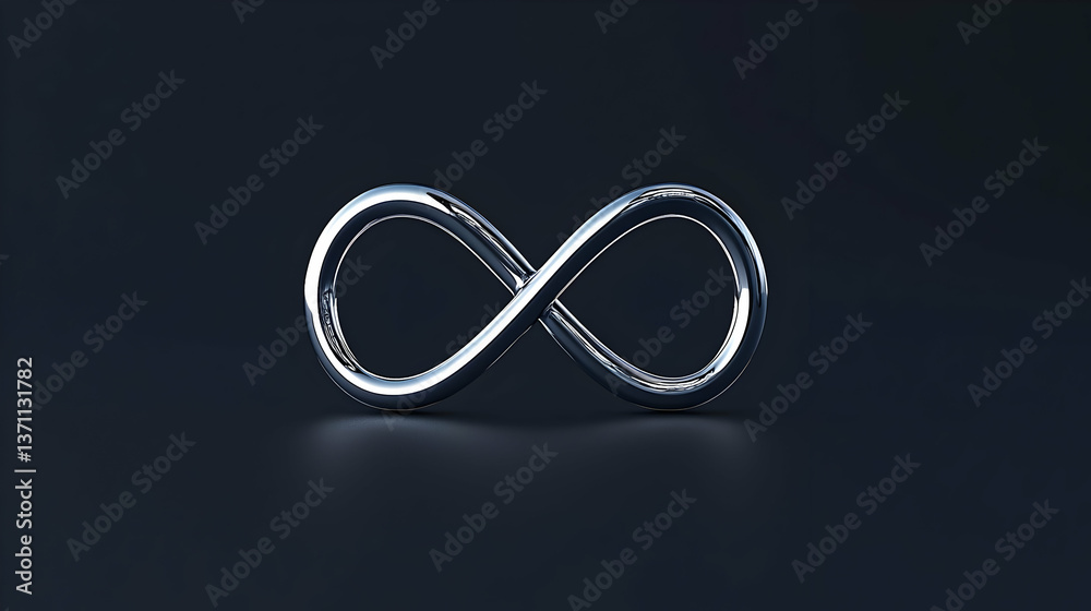 Silver Infinity Symbol On Dark Background Silver Infinity Symbol On Dark Background