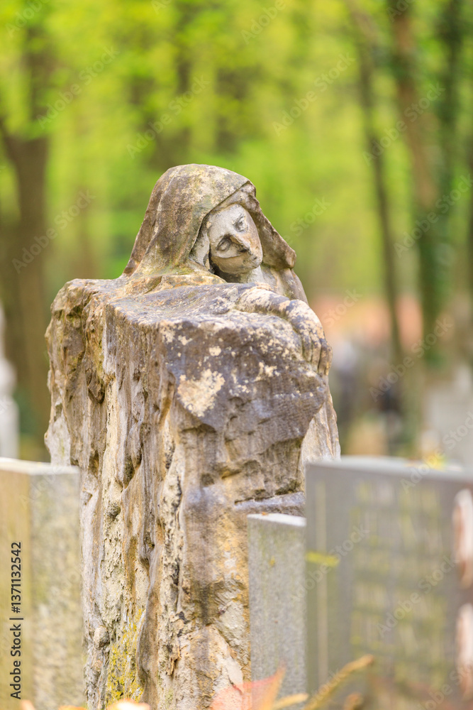 Europe, Poland, Warsaw,Wola. Powazki Cemetery, historic over 1 million buried. Began 1790. Site of Polish historical famous . Tombstones.