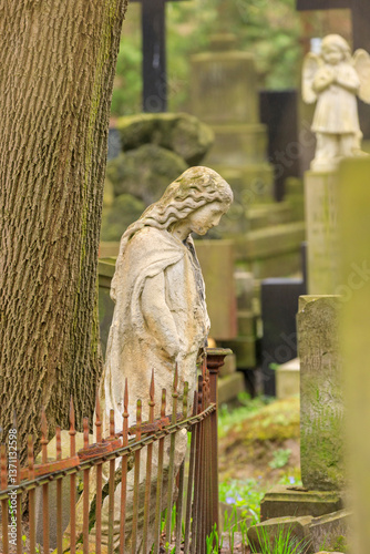 Europe, Poland, Warsaw,Wola. Powazki Cemetery, historic over 1 million buried. Began 1790. Site of Polish historical famous . Tombstones.