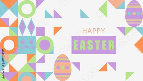 Abstract Geometric Easter Banner. Vector Background in Modern Style