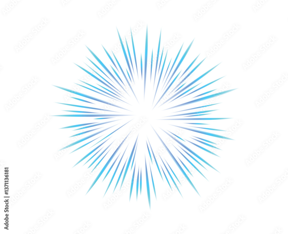 Comic blur color neon motion lines with radial focus for high energy effects Graphic high speed explosion. Comic High Speed Ray, design for manga and anime schedule . Vector.