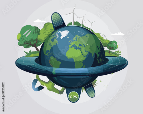 vector illustrative poster that celebrates global communication technology . Showcase a world travel by advanced communication systems.
