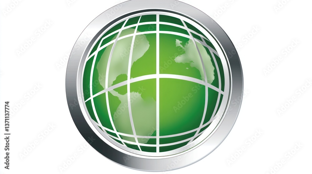 Green Globe Icon with Grid Lines Modern EcoFriendly Design for Environmental and Global Them Green Globe Icon with Grid Lines Modern EcoFriendly Design for Environmental and Global Them