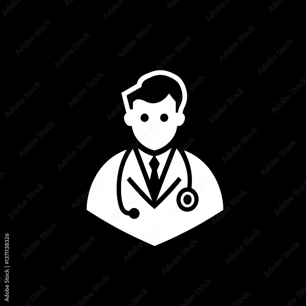Fototapeta premium Minimalist doctor logo design with negative space used in a modern branding identity for healthcare services