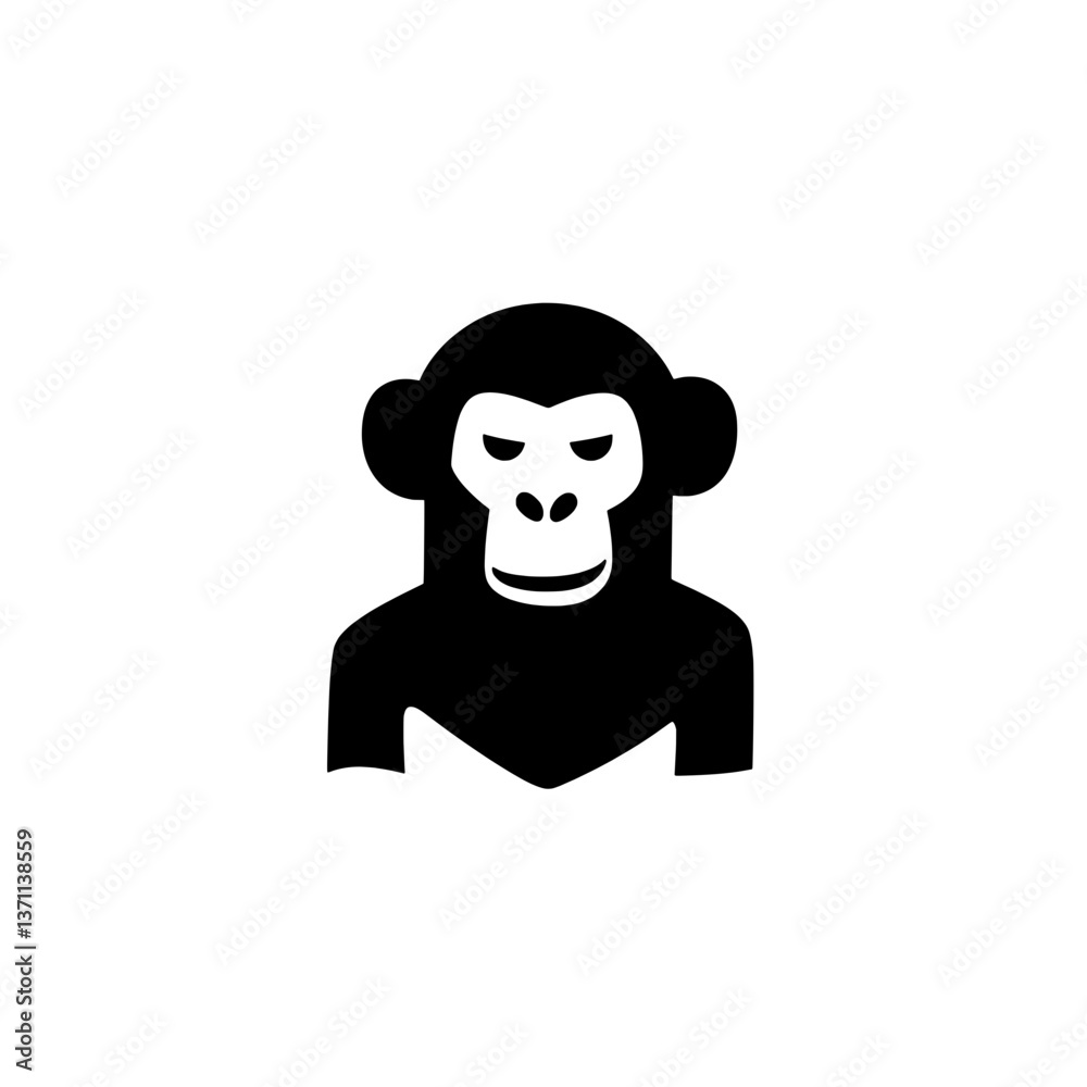 Minimalist black and white negative space logo featuring a stylized monkey design for branding identity Minimalist black and white negative space logo featuring a stylized monkey design for branding identity