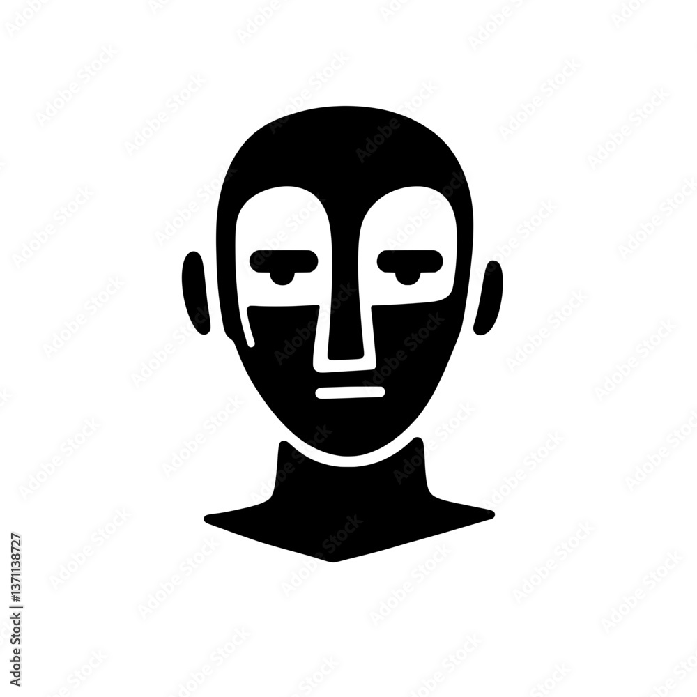 Minimalist black and white logo featuring a stylized face with a modern negative space design Minimalist black and white logo featuring a stylized face with a modern negative space design
